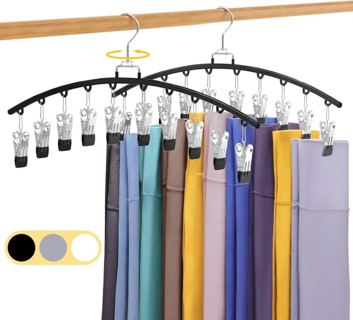2-Pack 20-Clip Legging Hanger — Metal Swivel Closet Organizer