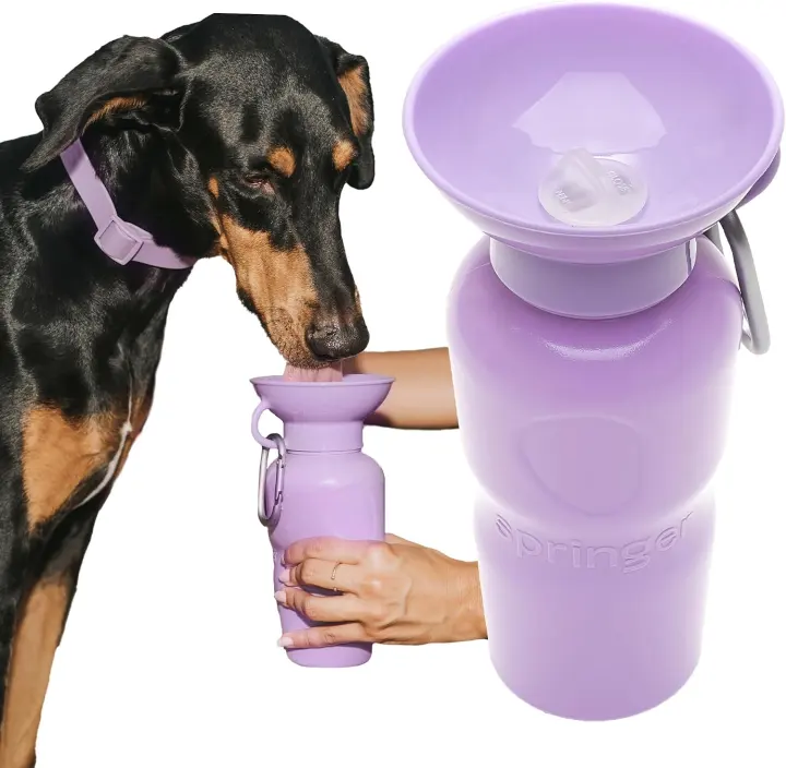 22oz Portable Dog Water Bottle with Built-In Bowl — Lilac