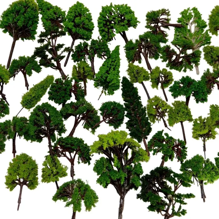 32-Piece Mixed-Size Miniature Trees Set for Model Scenery (No Stands)