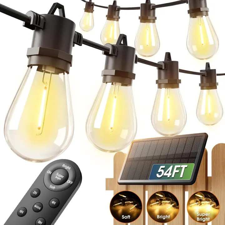 addlon 54FT (48+6) Outdoor Solar String Lights with USB Charging