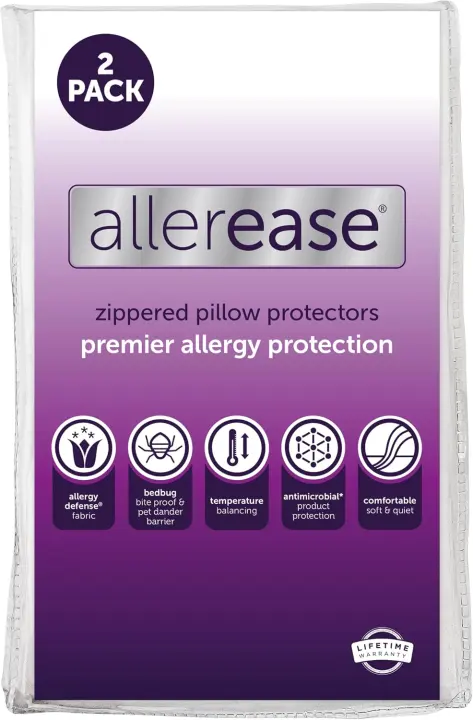 AllerEase Premier Zipper Pillow Protectors — Standard/Queen 2-Pack