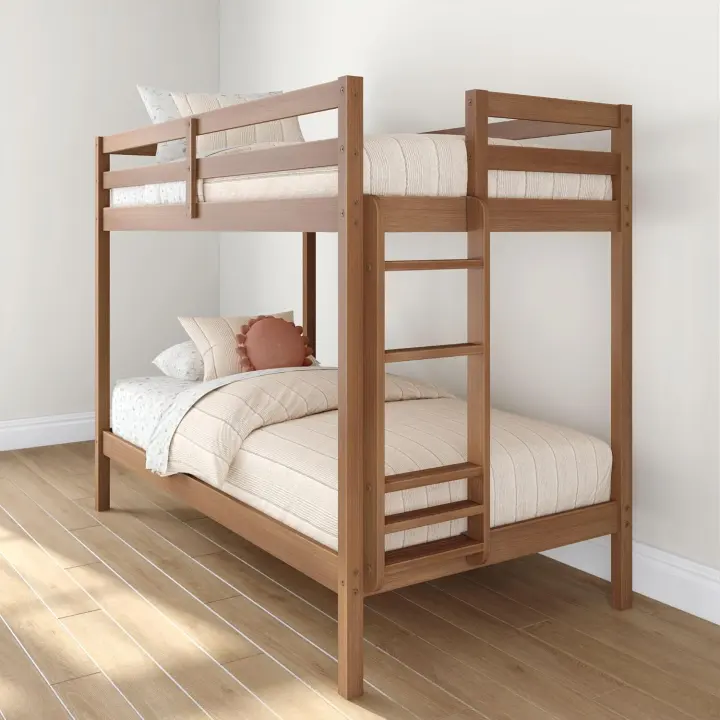 Bear Twin-Over-Twin Bunk Bed — Oak-Embossed Pecan Finish