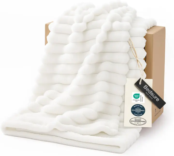 Bedsure Plush Microfiber Throw Blanket — Striped 50 x 70 Throw