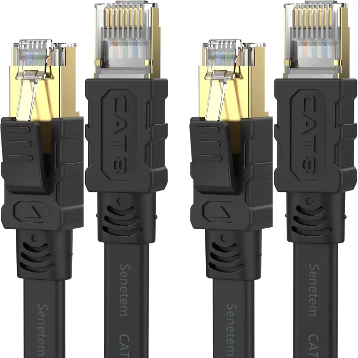 Cat8 Flat Ethernet Cable — 10 ft Twin Pack (RJ45)