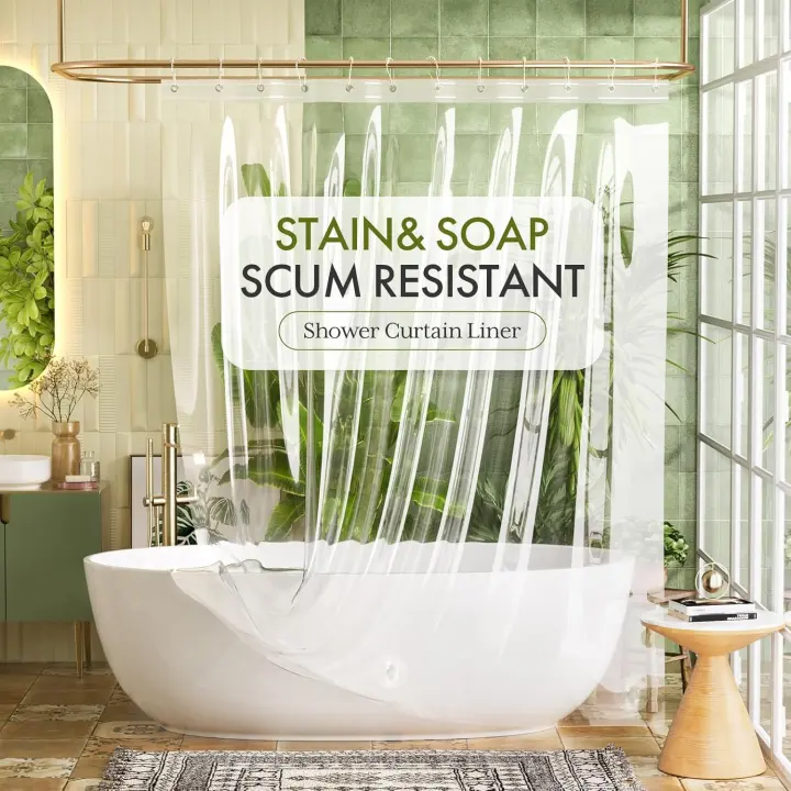 Clear Heavy‑Duty Shower Curtain Liner — 72 x 72 in, PEVA, Weighted
