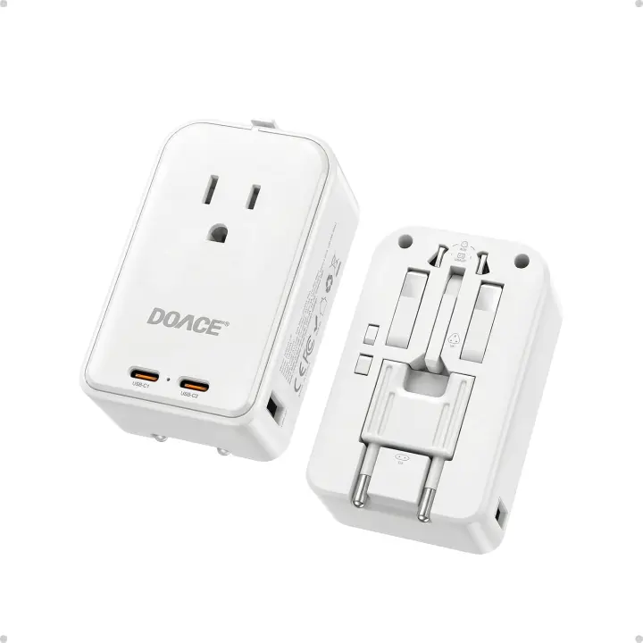 DOACE Pico 45W Compact Universal Travel Adapter — AC + 2 USB‑C + 2 USB‑A