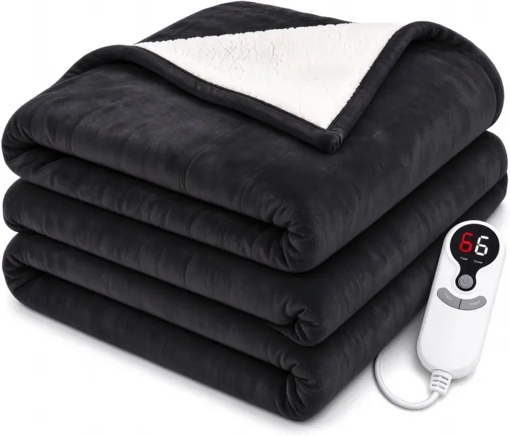 Electric Heated Blanket — Flannel & Sherpa, Full (72 x 84 in)