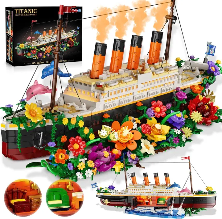 Flower Titanic Building Set with LED Lights — Model Kit for Teens & Adults