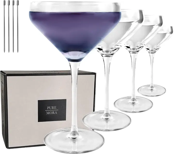 MORA PURE Remy Coupe — Set of 4, 8oz Hand-Blown Crystal Cocktail Glasses