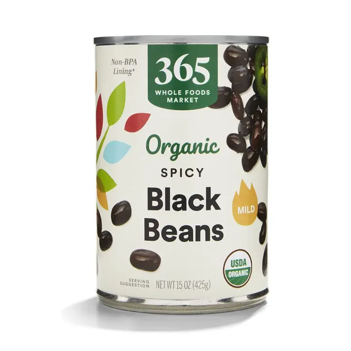 Organic Spicy Black Beans — 15 oz Can (Cayenne Seasoned)