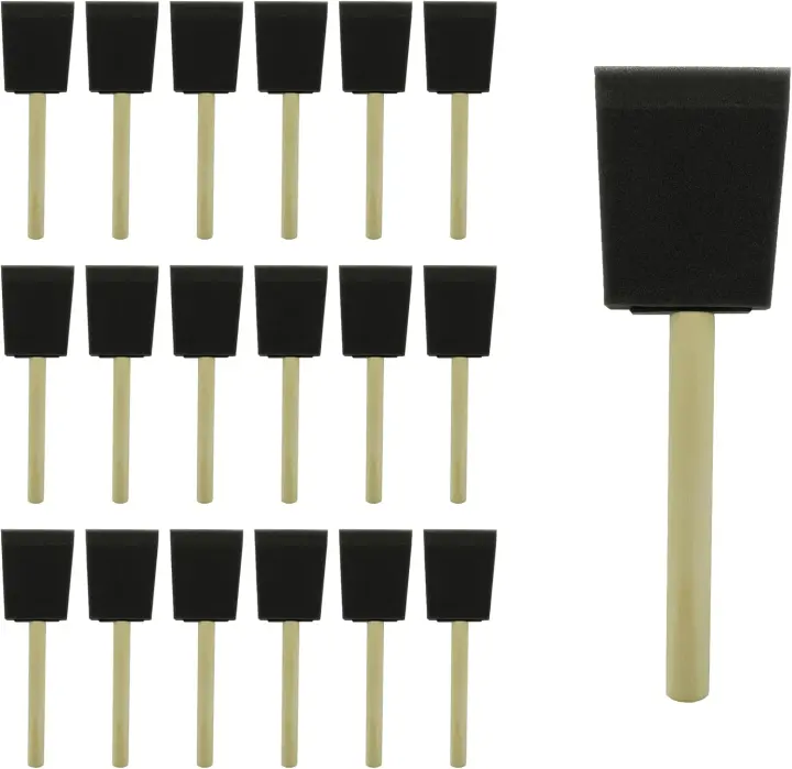 Poly Foam Paint Brushes — 2-inch High-Density, 18-Pack