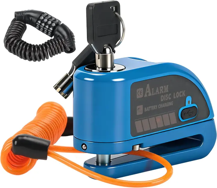 Rechargeable Motorcycle Disc Brake Lock with 120 dB Alarm