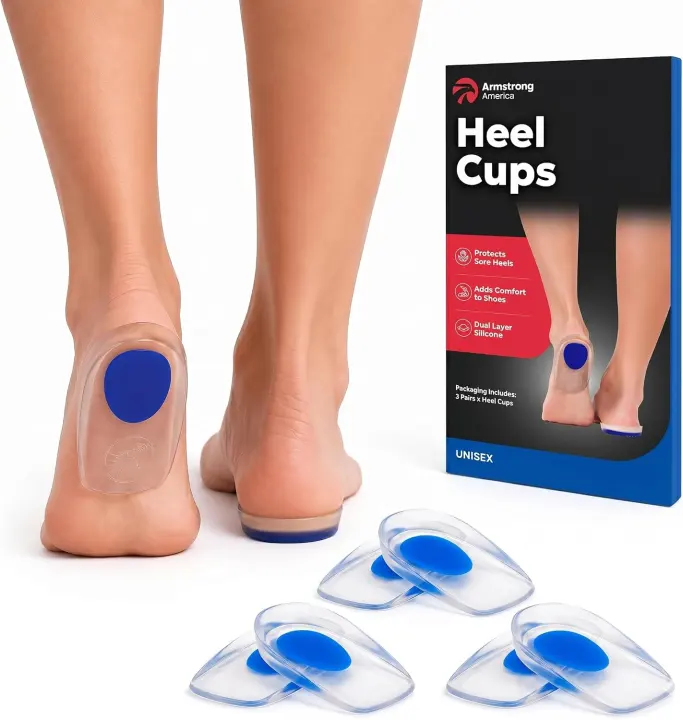 Silicone Gel Heel Cups for Plantar Fasciitis Relief — Shoe Inserts