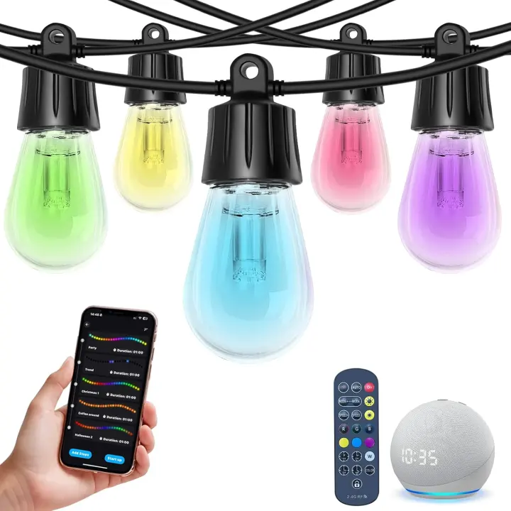 Smart RGBW IC Outdoor String Lights — 100 ft