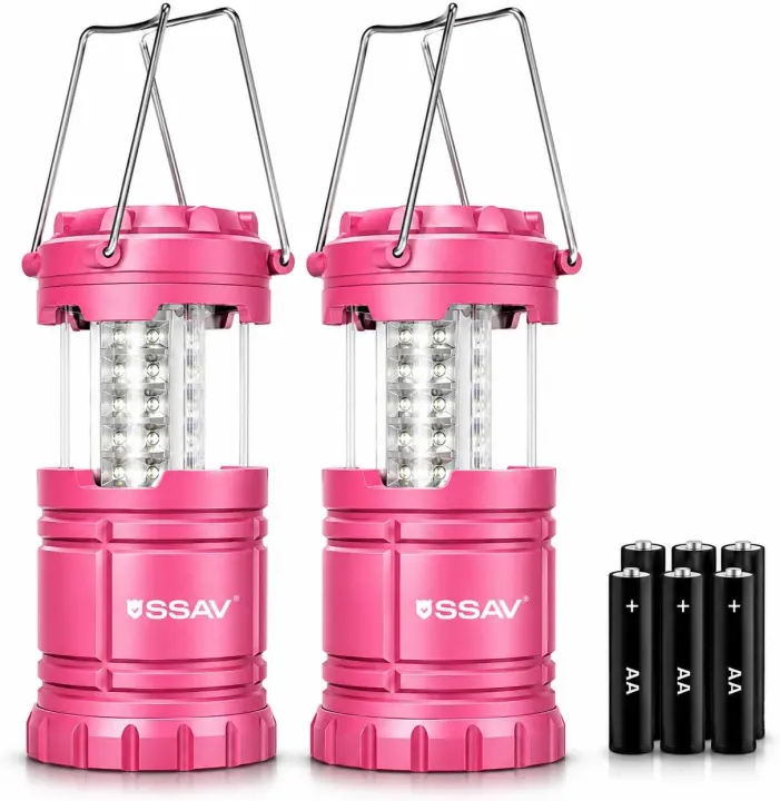 SSAV 2-Pack Battery LED Collapsible Camping Lanterns (Batteries Included)