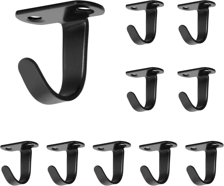 Stainless Steel Screw-Mount Ceiling Hooks — 10-Pack Ceiling/Under-Shelf Hooks