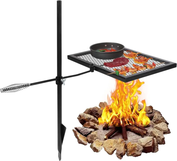 Swivel Campfire Grill — Heavy-Duty Steel Over-Fire Grate