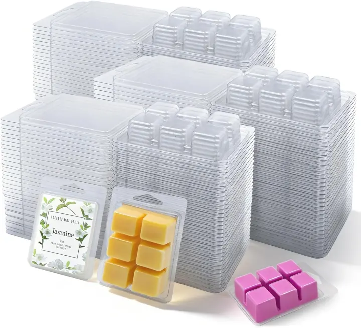 Thickened Clamshell Wax Melt Molds — 6-Cavity Plastic Containers
