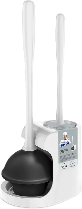 Toilet Plunger and Bowl Brush Combo — White Bathroom Set