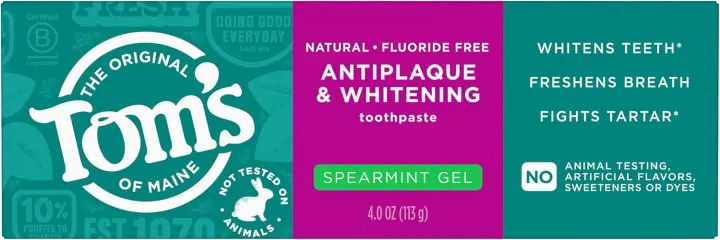 Tom's of Maine Spearmint Antiplaque & Whitening Toothpaste Gel (3 x 4 oz)