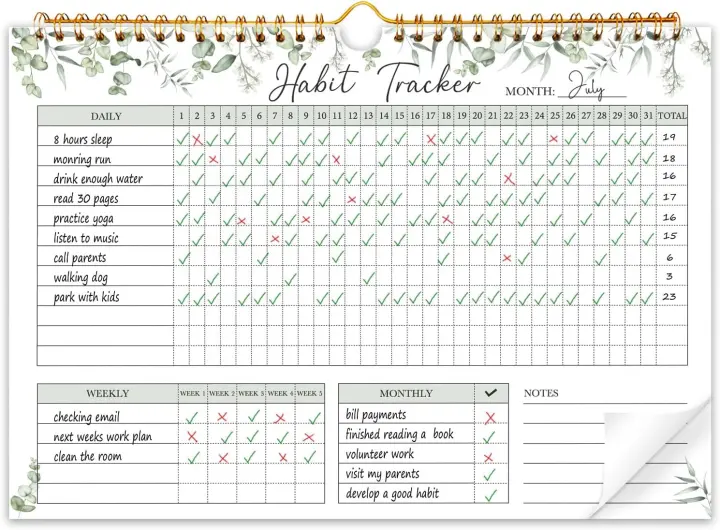 Undated Habit Tracker Calendar — 12-Month Spiral Goal & Habit Planner