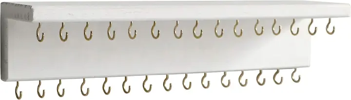 Wall-Mounted Jewelry Organizer with 30 Hooks and Shelf (Pine)