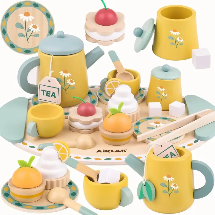 Wooden Tea Set for Girls — 3-5 Year Birthday Gift